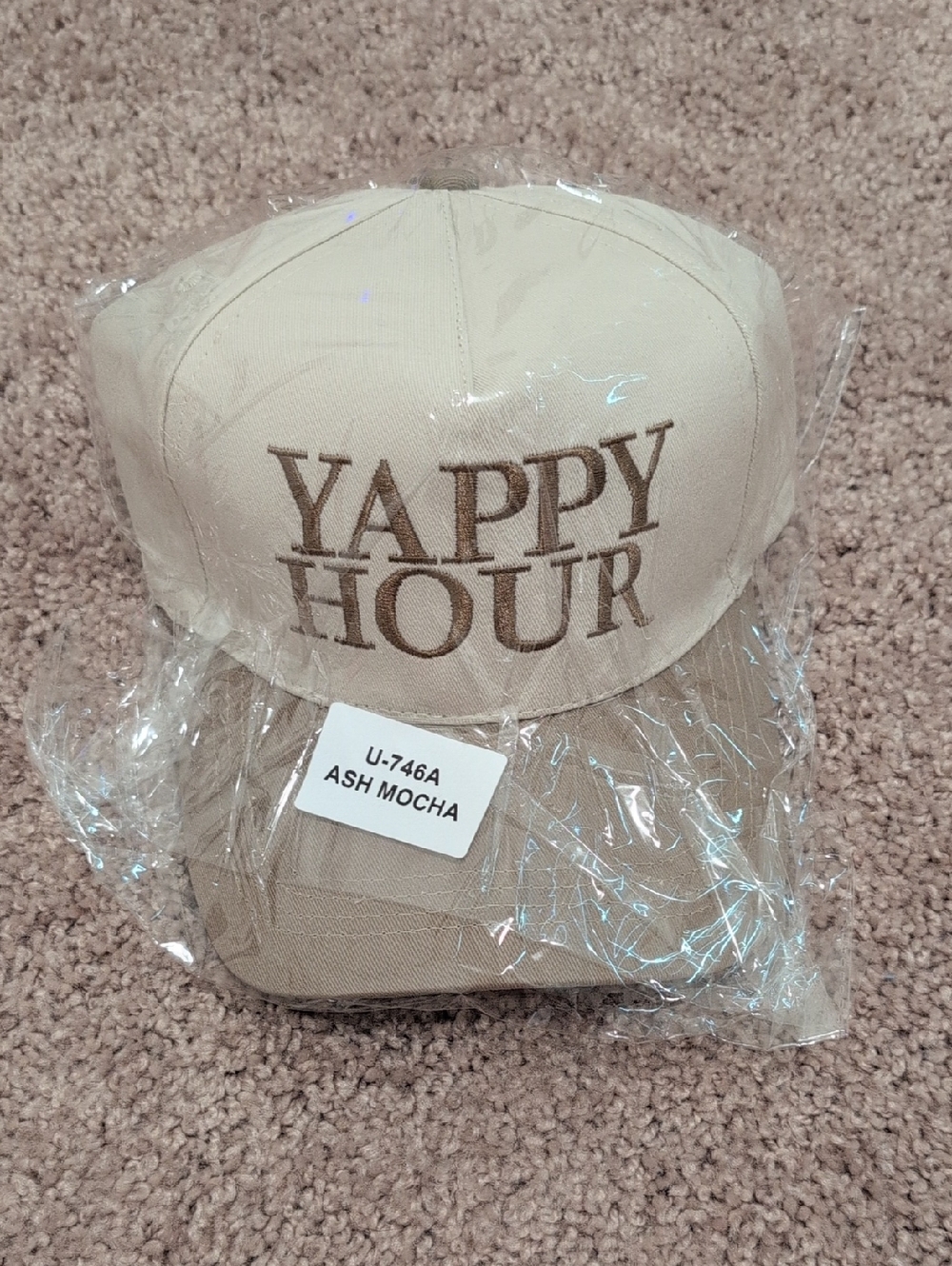 Zenana Outfitters Ash Mocha "Yappy Hour" Embroidered Cap
